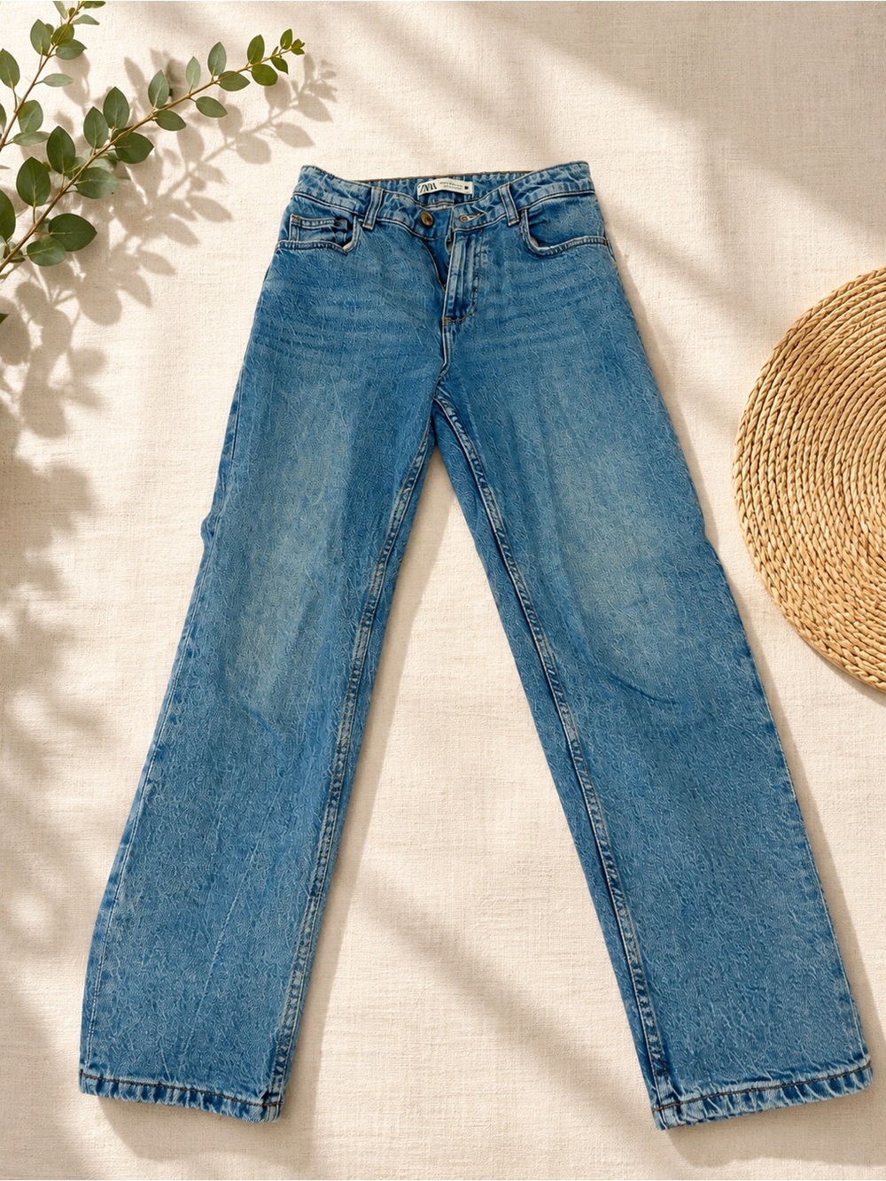Zara Light Blue Straight-Leg Women's Jeans